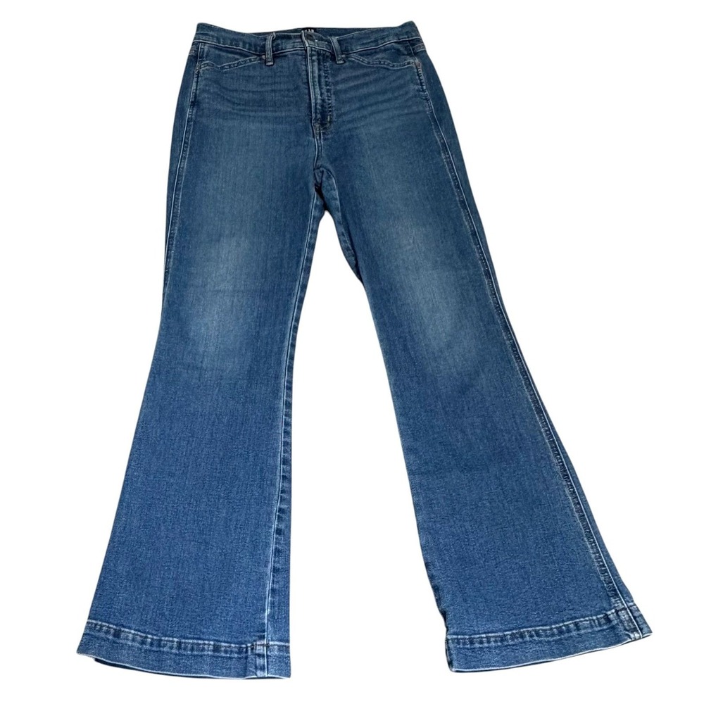Gap Flare Jeans Womens 10/30R Blue High Rise Stretch Denim Medium Wash Wide Leg